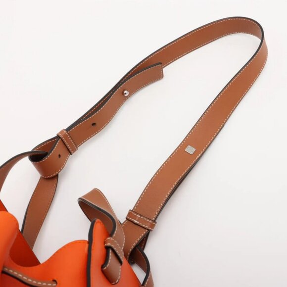 Loewe Hammock Drawstring Medium Straw Leather Shoulder Bag Brown x Orange - Picture 7 of 15